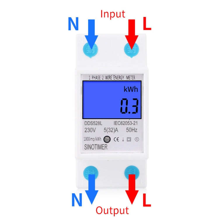 DDS528L Backlight Display Home Single-phase Rail Energy Meter 5-32A(110V 60Hz) - Current & Voltage Tester by SINOTIMER | Online Shopping South Africa | PMC Jewellery | Buy Now Pay Later Mobicred