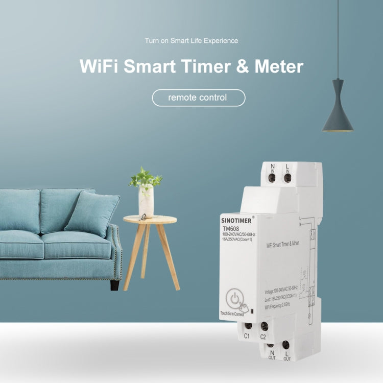 SINOTIMER TM608 Smart WiFi Single-Phase Power Meter Mobile App Home Rail Meter 16A 100-240V - Current & Voltage Tester by SINOTIMER | Online Shopping South Africa | PMC Jewellery | Buy Now Pay Later Mobicred