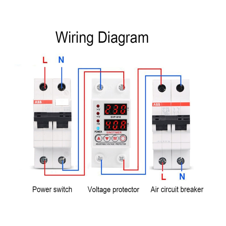 SINOTIMER SVP-918 Adjustable Self-resetting Intelligent  Over-voltage Under-voltage Protector, Current:  63A - Other Tester Tool by SINOTIMER | Online Shopping South Africa | PMC Jewellery | Buy Now Pay Later Mobicred