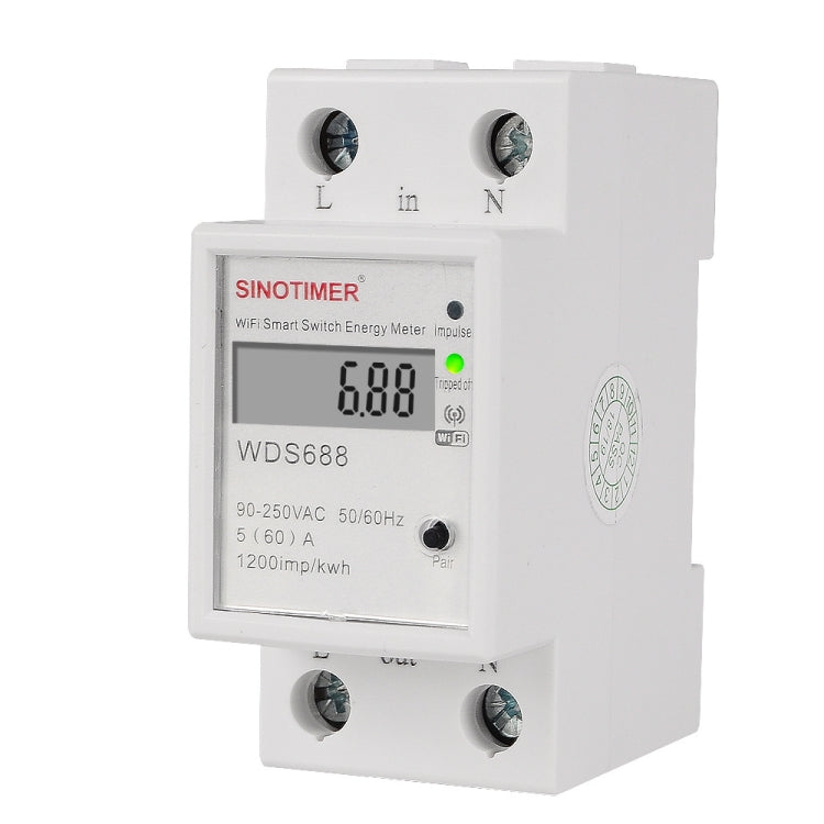 SINOTIMER WDS688 Smart WiFi Single-Phase Power Meter Mobile APP Home Rail Meter 5-60A 230V - free shipping - PMC TechLife - Order now!