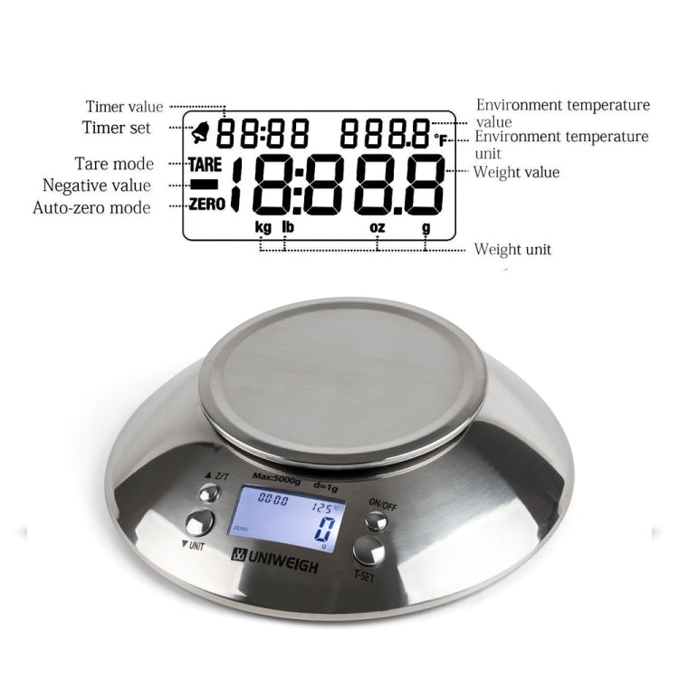 5kg/1g  High Precision Kitchen Scale Roasting Electronic Scale Coffee Scale with  Alarm Timer(Silver) - Kitchen Scales by PMC Jewellery | Online Shopping South Africa | PMC Jewellery