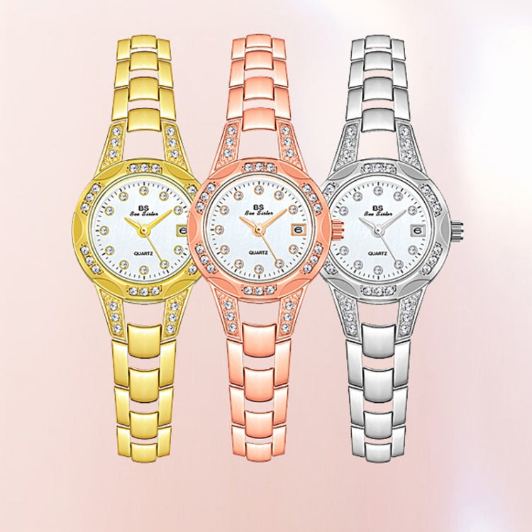 BS Bee Sister FA1679  Ladies Diamond Chain Watch Cute Small Round Watch With Calendar(Rose Gold) - Alloy Watches by BS Bee Sister | Online Shopping South Africa | PMC Jewellery | Buy Now Pay Later Mobicred