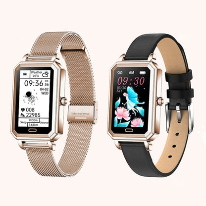 LOANIY HT2 1.28 Inch Heart Rate Detection Pedometer Smart Watch, Color: Gold Leather - Smart Watches by LOANIY | Online Shopping South Africa | PMC Jewellery | Buy Now Pay Later Mobicred