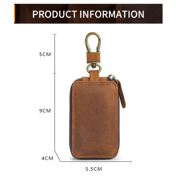 TP-9032 First Layer Cowhide Multifunctional Double Zipper Car Key Case(Brown) - Car Key Cases by PMC TechLife | Online Shopping South Africa | PMC TechLife | Buy Now Pay Later Mobicred