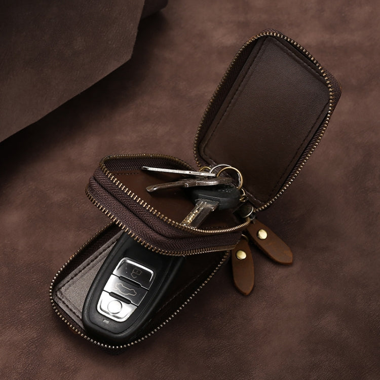 TP-9032 First Layer Cowhide Multifunctional Double Zipper Car Key Case(Brown) - Car Key Cases by PMC TechLife | Online Shopping South Africa | PMC TechLife | Buy Now Pay Later Mobicred