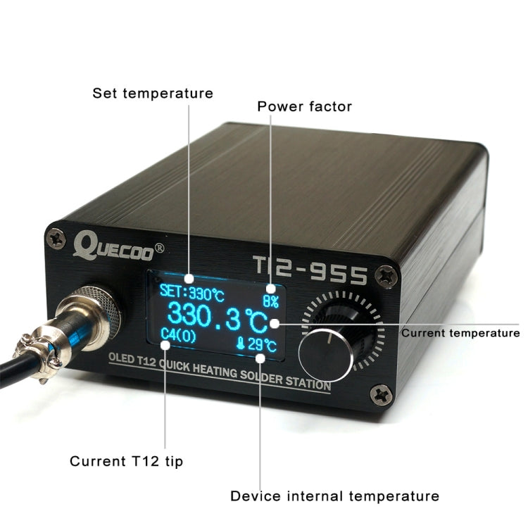 QUECOO 1.3-inch Screen Constant Temperature Soldering Iron, Set: US Plug (955+907) - free shipping - PMC TechLife - Order now!