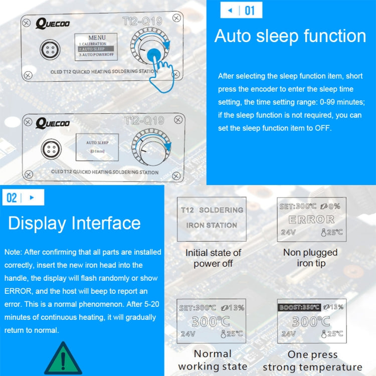 QUECOO 1.3 Inch Display Soldering Station with Handle, Set: US Plug (Q19+P9) - Electric Soldering Iron by QUECOO | Online Shopping South Africa | PMC Jewellery | Buy Now Pay Later Mobicred