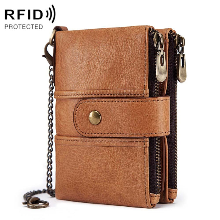 BP804 RFID Anti-Theft Wallet Multi-Function Buckle Zipper Retro Leisure Coin Purse(Khaki) - Antimagnetic RFID Package by PMC TechLife | Online Shopping South Africa | PMC TechLife | Buy Now Pay Later Mobicred