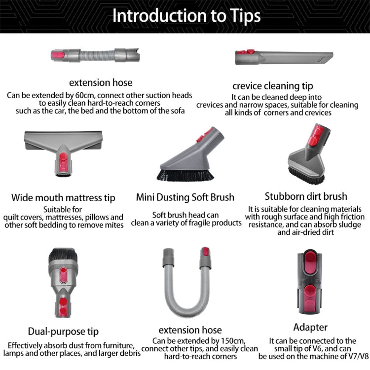 Hose Set Vacuum Cleaner Accessories for Dyson V7 V8 V10 V11 V12 V15 - free shipping - PMC TechLife - Order now!