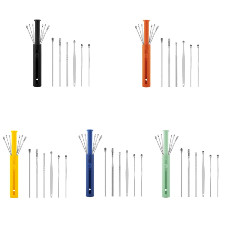 2 Packs Push-Pull Cylinder Storage Ear Scoop Set, Specification: 6 PCS/Set Black - Ear Care Tools by PMC TechLife | Online Shopping South Africa | PMC TechLife