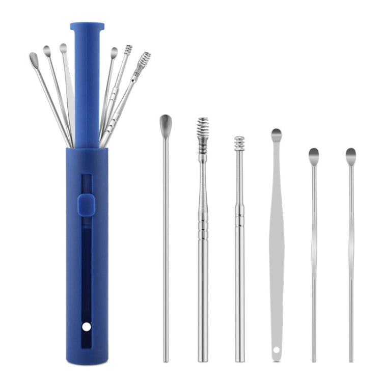 2 Packs Push-Pull Cylinder Storage Ear Scoop Set, Specification: 6 PCS/Set Blue - Ear Care Tools by PMC TechLife | Online Shopping South Africa | PMC TechLife | Buy Now Pay Later Mobicred