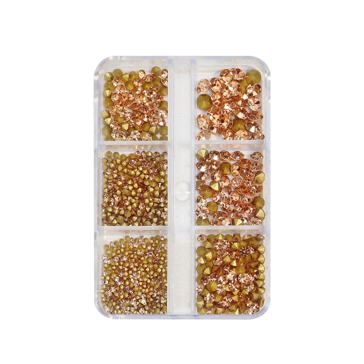 2 Sets Nail Art 6 Grid Pointed Bottom Diamond Nail Jewelry, Specification: 03 Champagne - Nail Stickers by PMC TechLife | Online Shopping South Africa | PMC TechLife | Buy Now Pay Later Mobicred