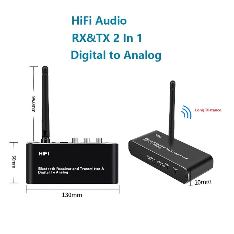 D09 2 In 1 AUX Wireless Bluetooth Receiver RCA Fiber Coaxial Bluetooth Transmitter - Audio Receiver Transmitter by PMC TechLife | Online Shopping South Africa | PMC TechLife