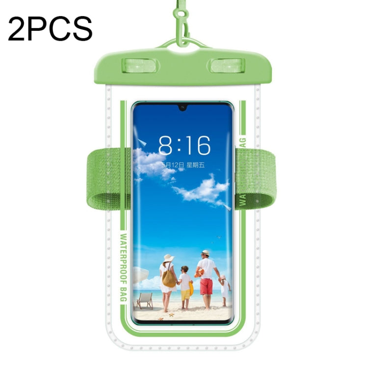 2 PCS Armband Style Transparent Waterproof Cell Phone Case Swimming Cell Phone Bag(Green) - Waterproof Bag by PMC TechLife | Online Shopping South Africa | PMC TechLife