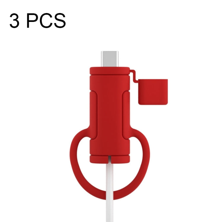 3 PCS Soft Washable Data Cable Silicone Case For Apple, Spec: Type-C (Red) - Cable Organizer by PMC TechLife | Online Shopping South Africa | PMC TechLife