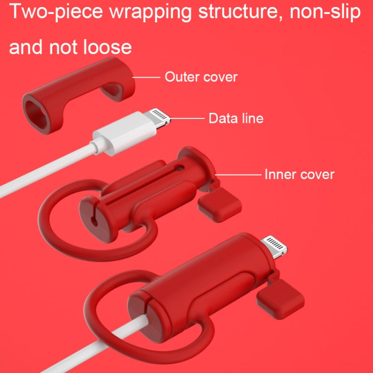 3 PCS Soft Washable Data Cable Silicone Case For Apple, Spec: Type-C (Red) - Cable Organizer by PMC TechLife | Online Shopping South Africa | PMC TechLife