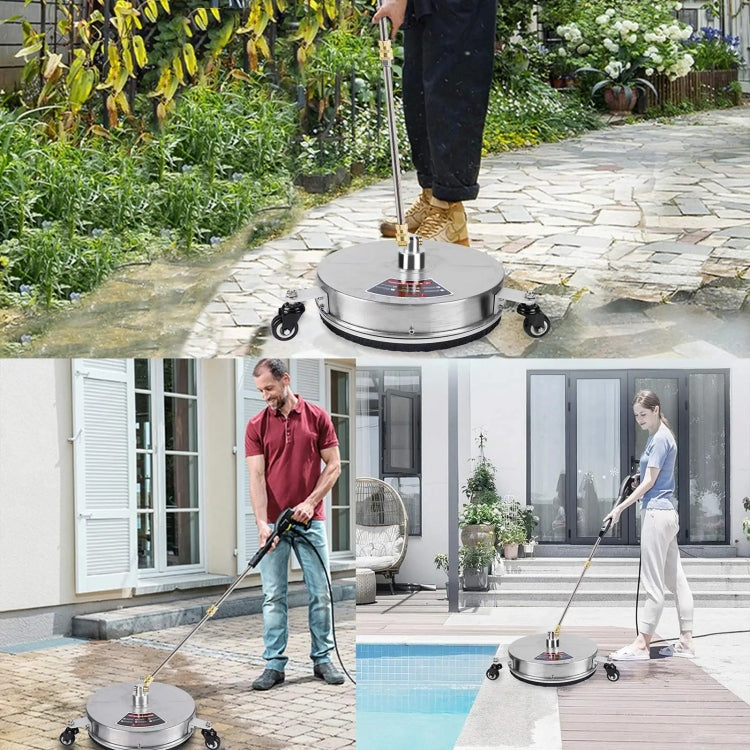 Round Floor Scrubber High Pressure Cleaner, Size: 15 inch Stainless Steel+2 Shots - Car Washer & Accessories by PMC Jewellery | Online Shopping South Africa | PMC Jewellery