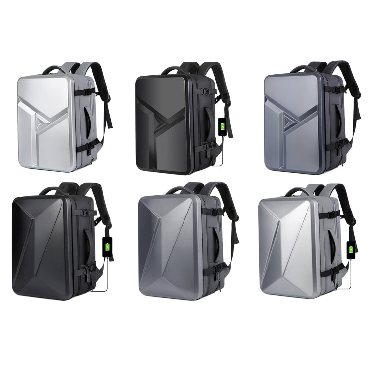 Large-capacity Waterproof Expandable Hard Shell Backpack with USB Charging Hole(162 Black) - Backpack by PMC TechLife | Online Shopping South Africa | PMC TechLife