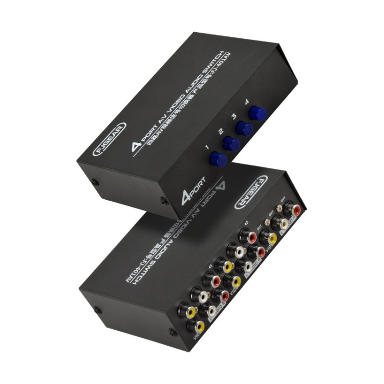 FJGEAR FJ-401AV Lotus Head Interface 4-way AV Audio and Video Switcher(Black) - free shipping - PMC TechLife - Order now!