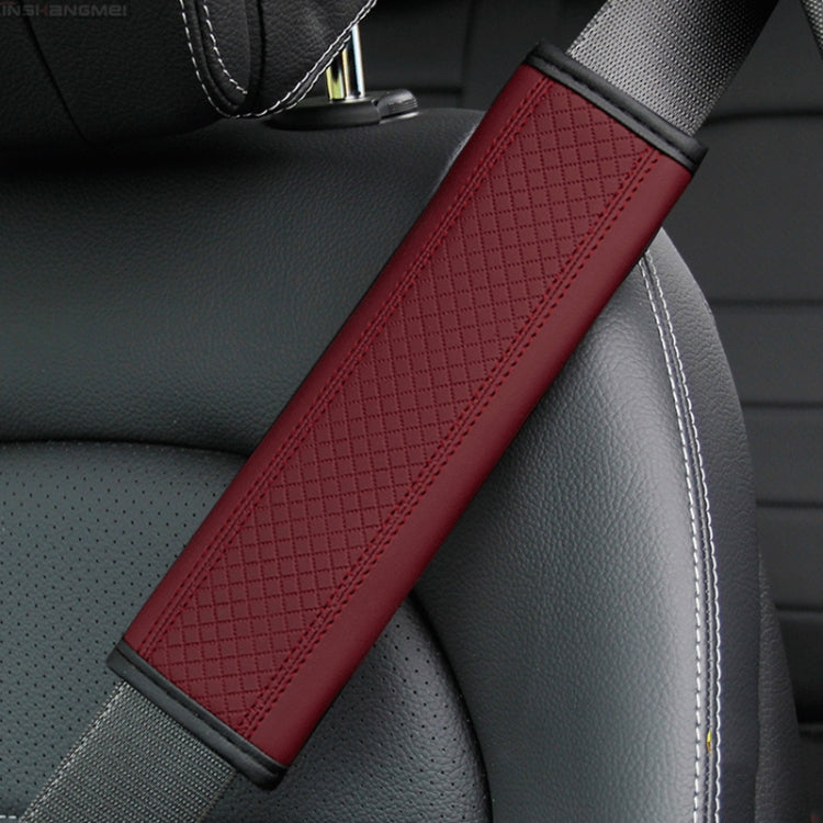 Fiber Leather Embossed Car Seat Belt Shoulder Cover Protector 6.5X23cm(Wine Red) - Seat Belts & Padding by PMC TechLife | Online Shopping South Africa | PMC TechLife