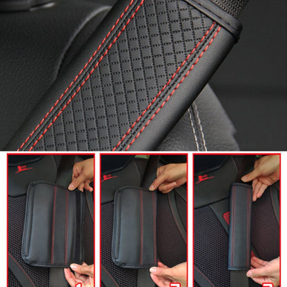 Fiber Leather Embossed Car Seat Belt Shoulder Cover Protector 6.5X23cm(Wine Red) - Seat Belts & Padding by PMC Jewellery | Online Shopping South Africa | PMC Jewellery