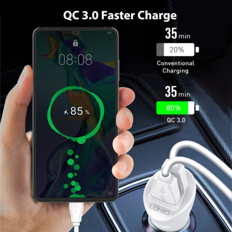 LDNIO C511Q 36W QC 3.0 Phone Fast Charger Dual-USB Ports Smart Car Charger with USB-C/Type-C Cable - Car Charger by LDNIO | Online Shopping South Africa | PMC Jewellery