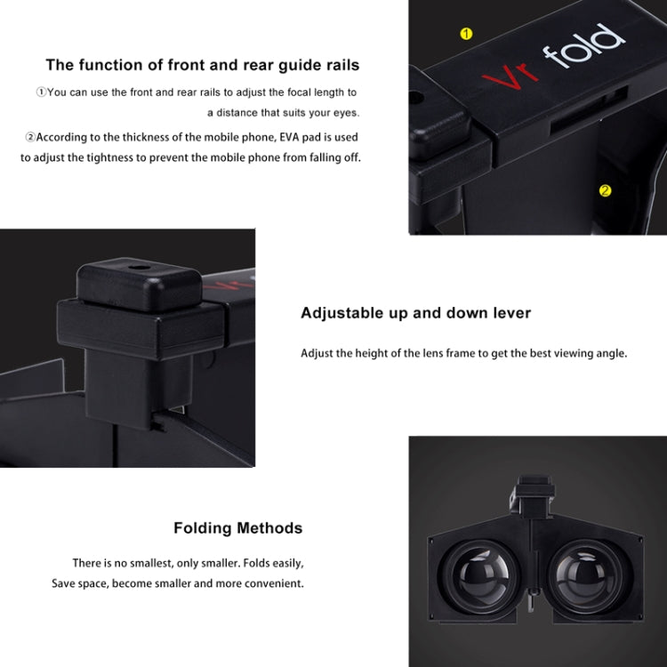 Vr fold V1 Panoramic View Convenient Folding VR Glasses(Black) - free shipping - PMC TechLife - Order now!