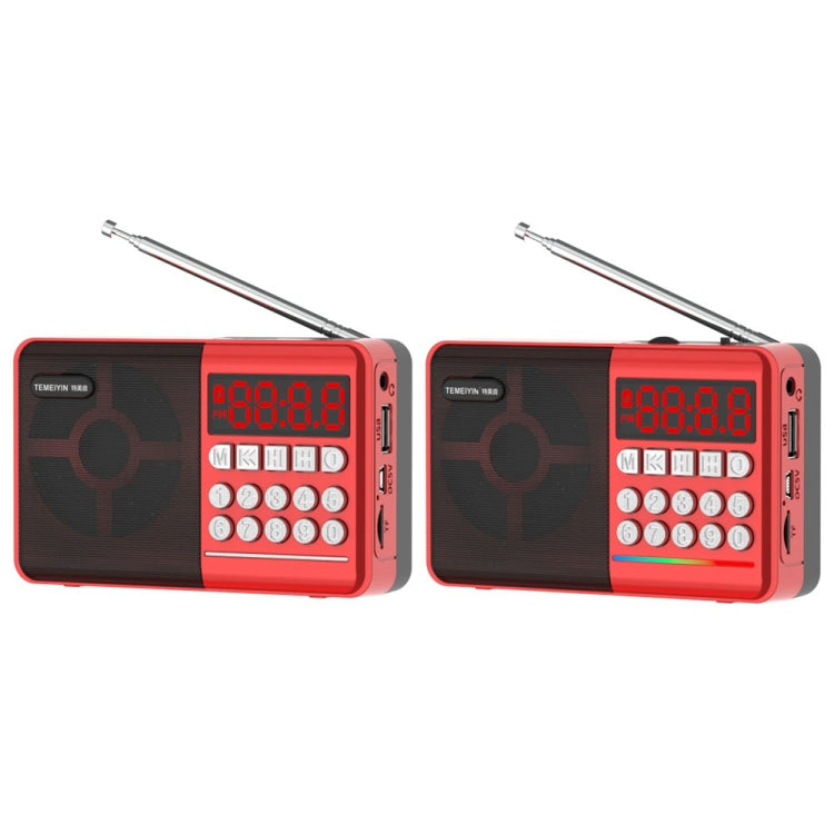 TEMEIYIN LED Digital Display Card Bluetooth Radio Speaker Morning Exercise Portable Player, Color: Red - Desktop Speaker by TEMEIYIN | Online Shopping South Africa | PMC TechLife | Buy Now Pay Later Mobicred
