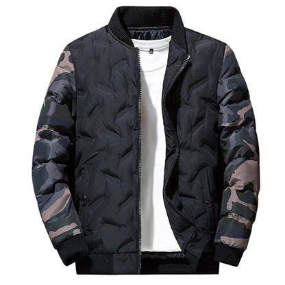 Men Jacket Winter Down Cotton Jacket Camouflage Baseball Jacket, Size: 3XL(Black) - Cardigan by PMC Jewellery | Online Shopping South Africa | PMC Jewellery