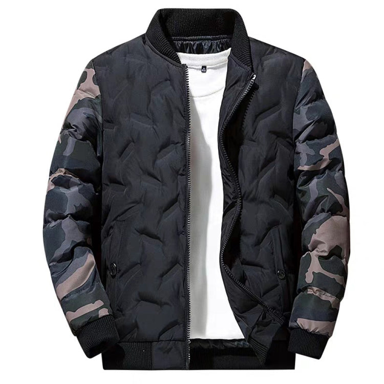 Men Jacket Winter Down Cotton Jacket Camouflage Baseball Jacket, Size: 2XL(Black) - Cardigan by PMC Jewellery | Online Shopping South Africa | PMC Jewellery