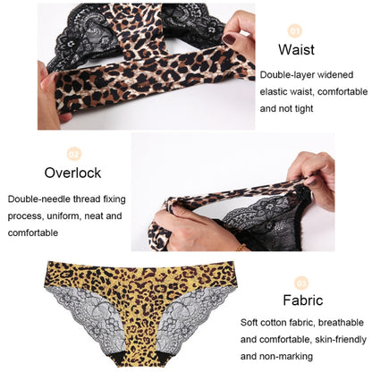 606 3pcs Sexy Lace One-piece Perspective Low-waist Ladies Underwear, Size: XXL(Leopard) - Ladies Underwear by PMC Jewellery | Online Shopping South Africa | PMC Jewellery