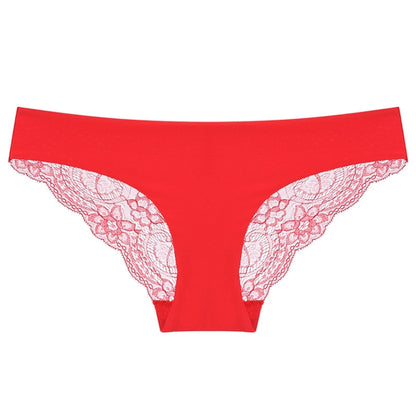 606 3pcs Sexy Lace One-piece Perspective Low-waist Ladies Underwear, Size: L(Red) - Ladies Underwear by PMC Jewellery | Online Shopping South Africa | PMC Jewellery