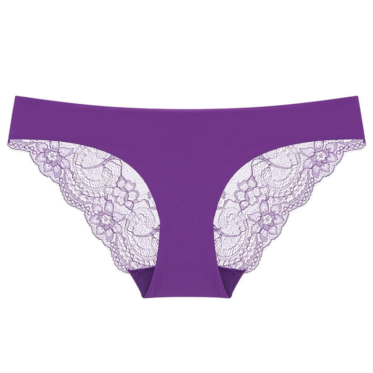 606 3pcs Sexy Lace One-piece Perspective Low-waist Ladies Underwear, Size: L(Deep Purple) - Ladies Underwear by PMC Jewellery | Online Shopping South Africa | PMC Jewellery