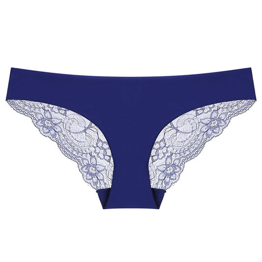 606 3pcs Sexy Lace One-piece Perspective Low-waist Ladies Underwear, Size: XXL(Blue) - Ladies Underwear by PMC Jewellery | Online Shopping South Africa | PMC Jewellery