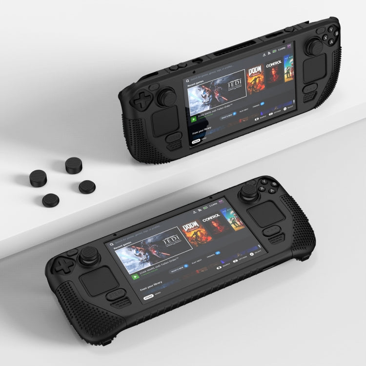 For Steam Deck V V4-1 Pocket Consoles Silicone Non-slip Protective Case with Holder Function(Blue) - Accessories by PMC TechLife | Online Shopping South Africa | PMC TechLife