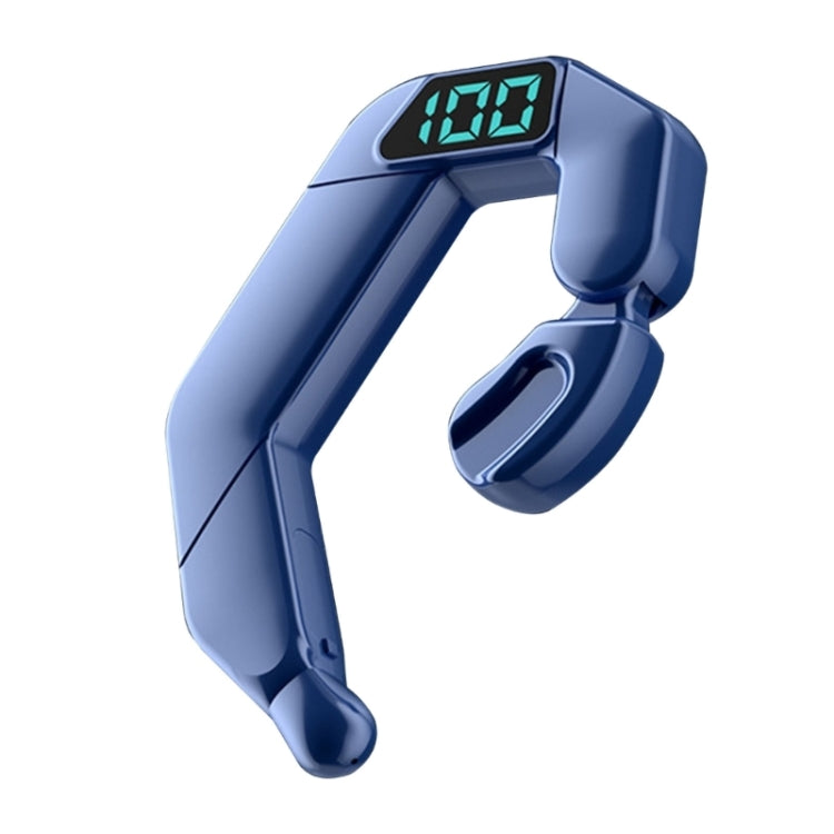 V19 Bone Conduction Digital Display Stereo Hanging Ear Sports Bluetooth Headset(Blue) - Bluetooth Earphone by PMC TechLife | Online Shopping South Africa | PMC TechLife