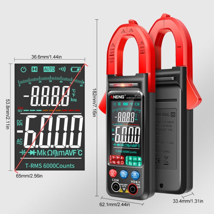 ANENG Large Screen Multi-Function Clamp Fully Automatic Smart Multimeter, Specification: ST211 Black - Digital Multimeter by ANENG | Online Shopping South Africa | PMC Jewellery | Buy Now Pay Later Mobicred