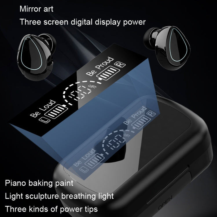 SKY10 Charging Bin Stereo Digital Display Mini Invisible Bluetooth Headset(Black) - Bluetooth Earphone by PMC TechLife | Online Shopping South Africa | PMC TechLife