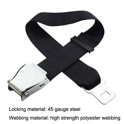 Two Point Aircraft Buckle Adjustable Seat Belt Extended Band(Black) - Seat Belts & Padding by PMC Jewellery | Online Shopping South Africa | PMC Jewellery