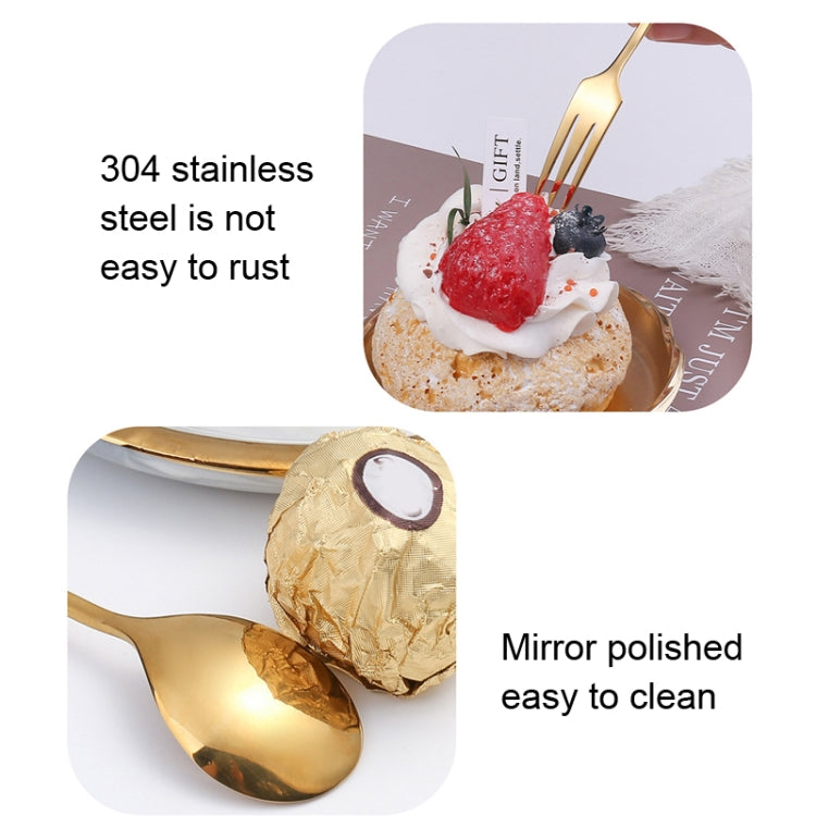 304 Stainless Steel Feather Spoon Fork Literary Tableware,Style: 3pcs Spoon-Titanium Gold - free shipping - PMC TechLife - Order now!