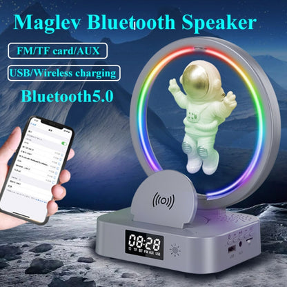 Y-558 Magnetic Levitation Astronaut TWS Bluetooth Speaker With RGB Light,Style: Golden Clock Model - Desktop Speaker by PMC Jewellery | Online Shopping South Africa | PMC Jewellery