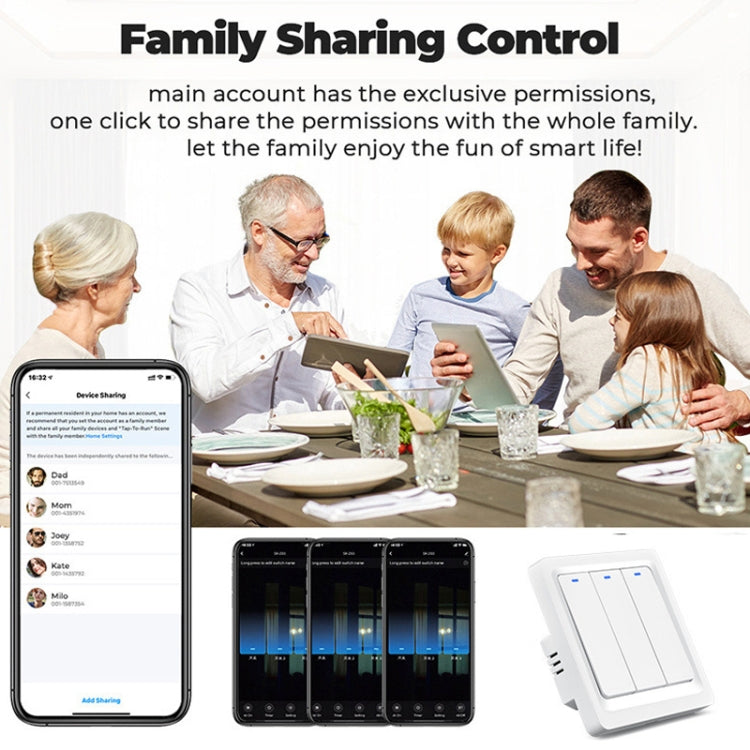 Tuya ZigBee Smart Single-fire Zero-fire Sharing Switch Phone Control Voice Panel EU Plug, Spec: 3 Buttons - Smart Switch by PMC TechLife | Online Shopping South Africa | PMC TechLife