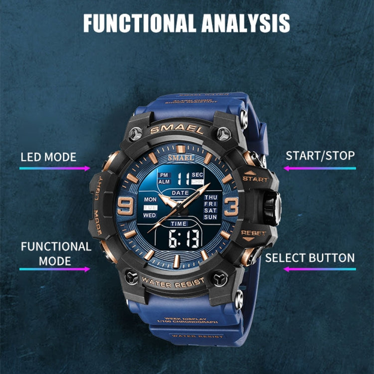 SMAEL 8049 Waterproof Sports Watch Men Multi-function Night Light Electronic Watch(Transparent Gray) - Leather Strap Watches by SMAEL | Online Shopping South Africa | PMC Jewellery | Buy Now Pay Later Mobicred