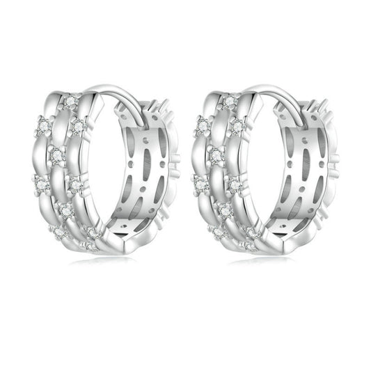 BSE786 Sterling Silver S925 Zircon Plated Platinum Earrings - Clothing & Beauty by PMC Jewellery | Online Shopping South Africa | PMC Jewellery