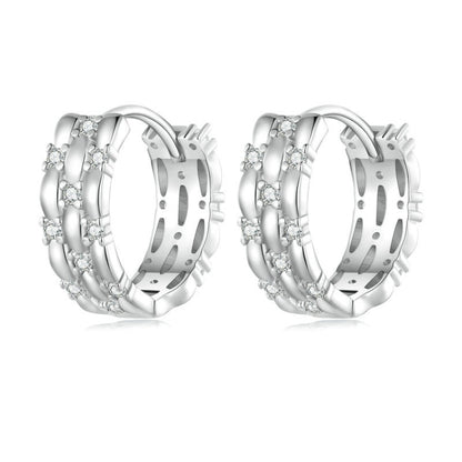 BSE786 Sterling Silver S925 Zircon Plated Platinum Earrings - Clothing & Beauty by PMC Jewellery | Online Shopping South Africa | PMC Jewellery