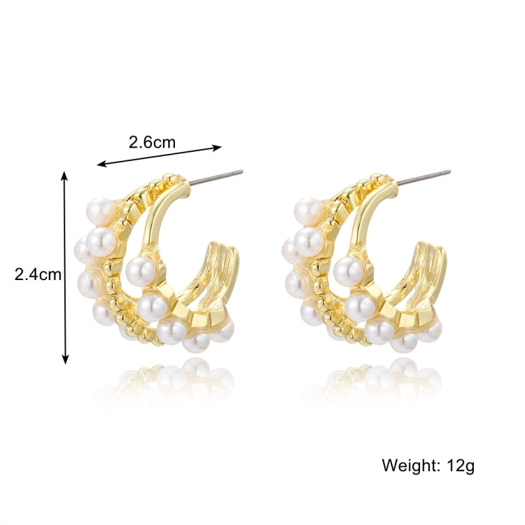 E2208-5 Three Circle C Shape Stud Earrings Jewelry - Clothing & Beauty by PMC Jewellery | Online Shopping South Africa | PMC Jewellery