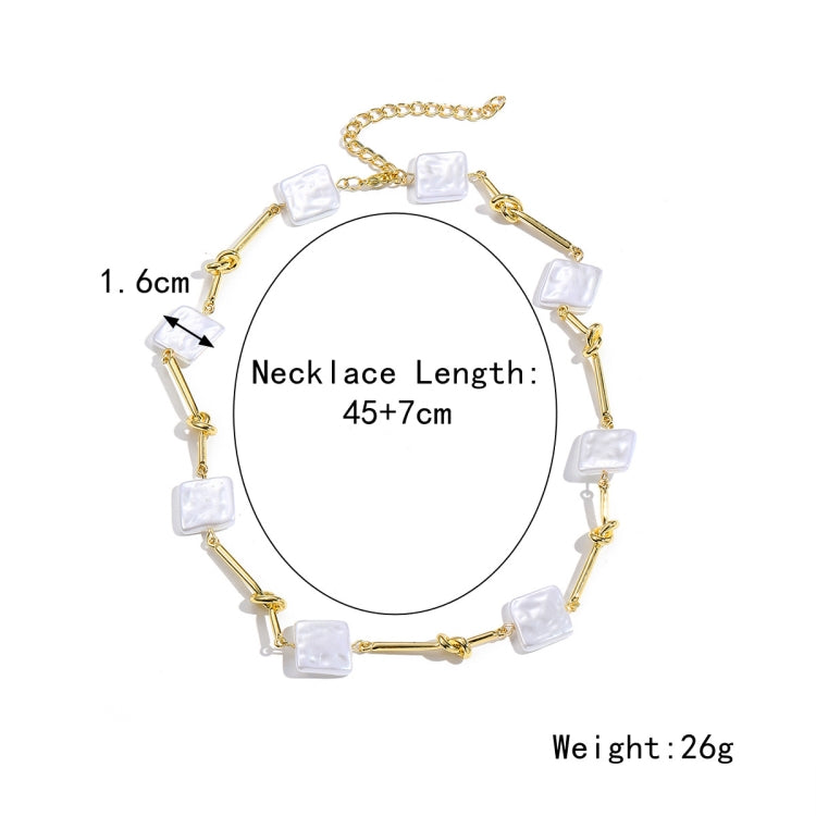 N2209-1 Twist Stick Square Pearl Ladies Temperament Necklace Collarbone Chain - Clothing & Beauty by PMC Jewellery | Online Shopping South Africa | PMC Jewellery
