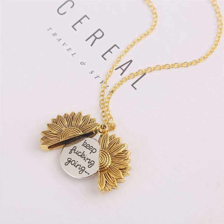 N2003-22 Ancient Gold Necklace Alloy Sunflowers Shape Can Open Double Side Engraving Accessories Pendant - Clothing & Beauty by PMC Jewellery | Online Shopping South Africa | PMC Jewellery