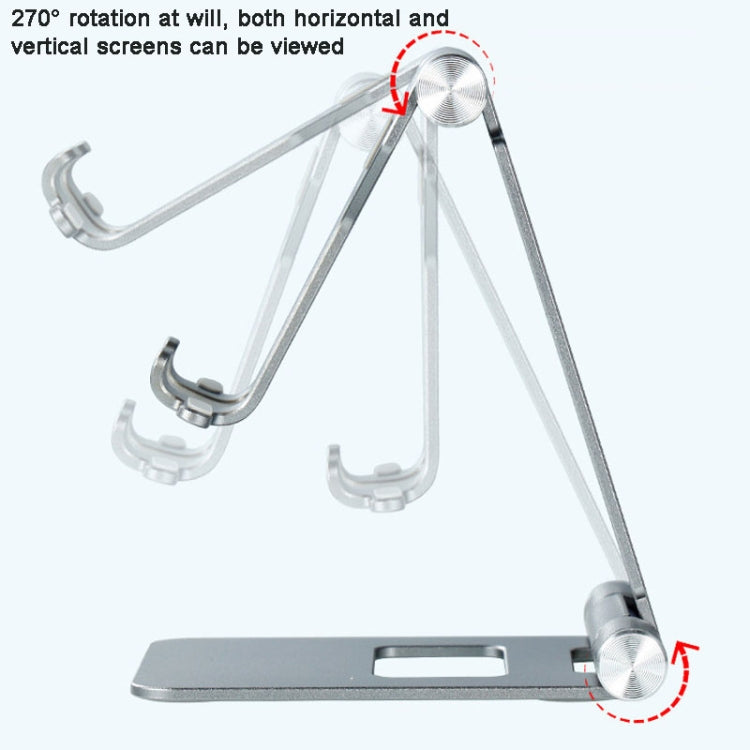 Z10A   Aluminum Alloy Double Folding Mobile Phone Holder Desktop Tablet Lazy Holder(Silver) - Desktop Holder by PMC TechLife | Online Shopping South Africa | PMC TechLife