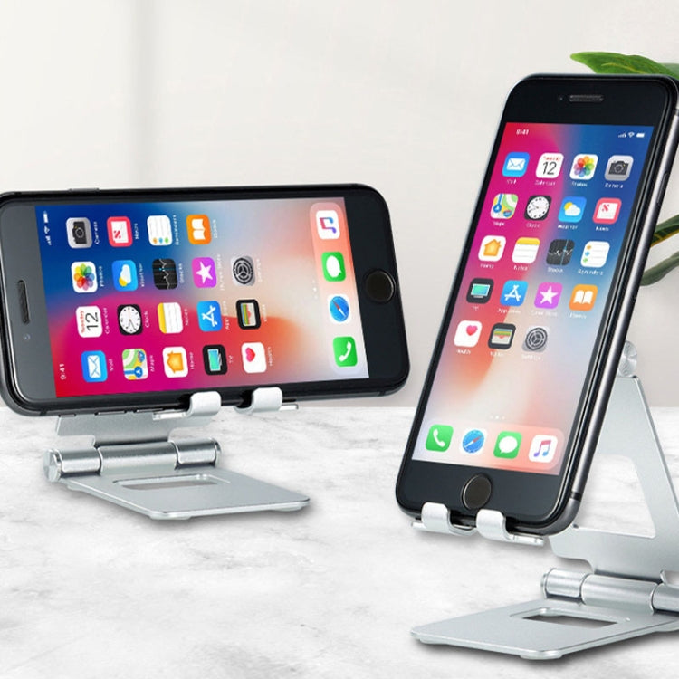 Z10A   Aluminum Alloy Double Folding Mobile Phone Holder Desktop Tablet Lazy Holder(Silver) - Desktop Holder by PMC TechLife | Online Shopping South Africa | PMC TechLife